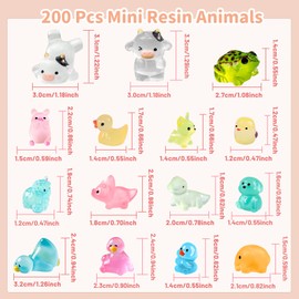 BXYIIGRU Luminous Mini Resin Animals 200 Pcs Glow in Dark to Hide Tiny Resin Animals Figurines Duck Lizard Dinosaur Cow for DIY Garden Miniatures Fairy Garden Accessories