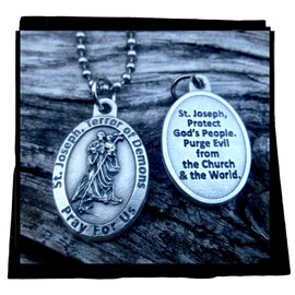 Saint Joseph Necklace, Known as the Terror of Demons, 30" Ball Chain Necklace, Fierce Defender from Evil, Protection Necklace