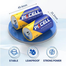 PKCELL C Battery R14P Battery,12 Pack 1.5V C Size UM-2 Battery with Long-Lasting Power