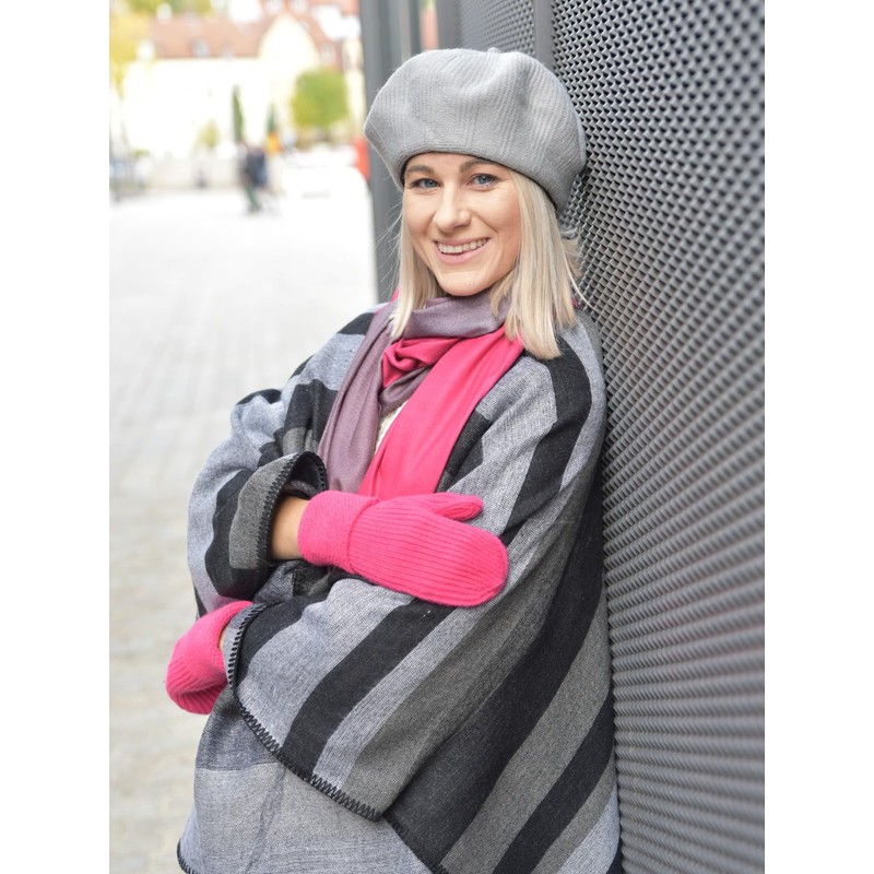 styleBREAKER 09010046 Women's Winter Knitted Mittens Plain with Patterned Waistband