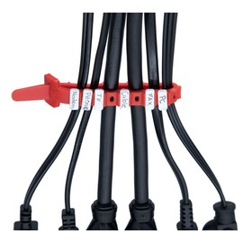 ELYPRO Cable Tie Organizer Set - 8 Reusable Ties, 40 Pins, 45 Labels for Home, Office, Server Room - Durable & Multi-Purpose (Black)