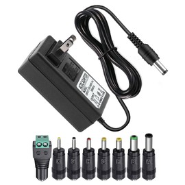 24V 1A AC Adapter Massage Charger with 8 Tips, Regulated 24 Volts 1000mA Power Supply Cord Cable for 24V Muscle Massage Gun Massager, DC24V LED Strip Lights Diffuser Humidifier and More