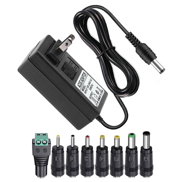24V 1A AC Adapter Massage Charger with 8 Tips, Regulated