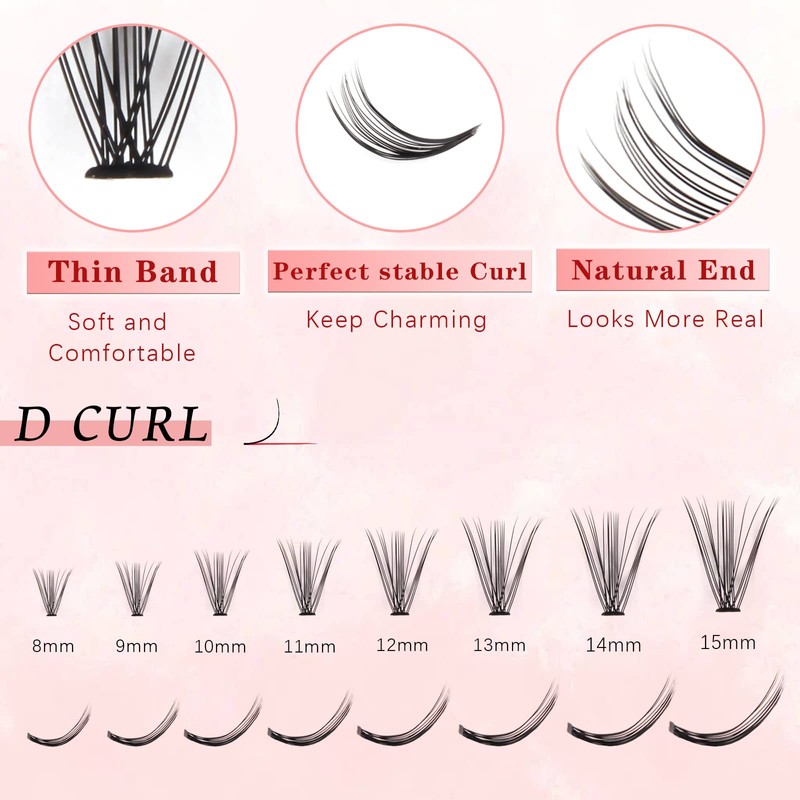 Glowingwin Cluster Lashes 228 PCS Individual Lashes Natural Look False
