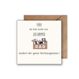 WBdesignz Father's Day Card "Papa, You're Not Just The Hammer, But The Whole Toolbox" with Envelope - Humorous Card for Dads, DIY Fans & DIY - Square (125 x 125mm)