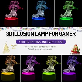 BIRBANN 3D Illusion Astronaut Lampe, 7 Farben Smart Touch Kinder Nachttischlampe, Schlafzimmer Deko Lampe, Geburtstagsgeschenk Für Jungen Und Mädchen