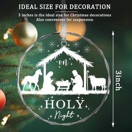 Christmas Ornaments 2024,Nativity Scene Oh Holy Night Religious Decorative Hanging Ornament Winter Holiday Keepsake Christian Cardinal Gifts Women Family Friend Baby Jesus Birth Xmas Tree Decorations