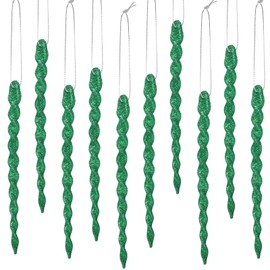 30 Pieces Plastic Icicle Twisted Plastic Icicle Christmas Ornaments Icicle Decoration Christmas Tree and Holiday Xmas Party Wedding Hanging (Dark Green,7.8 Inch)