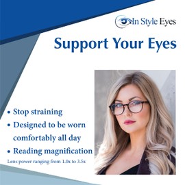 In Style Eyes Opulent Reading Glasses - Full-Rimmed, Classic Oval Style Frame - Non-Polarized Lens - Black - 2.5x