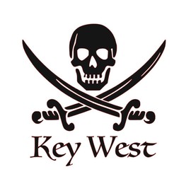 Custom Key West Vinyl Decal - Jolly Roger Bumper Sticker, for Coolers, Boats, Laptops, Car Windows - Pirate Design