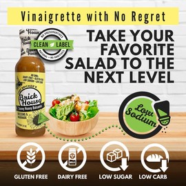 Sunny Honey Balsamic Vinaigrette Dressing, Low Carbs Balsamic Vinaigrette Salad Dressing, Non-GMO & Low Sodium Salad Dressing by Brick House, 12 Oz