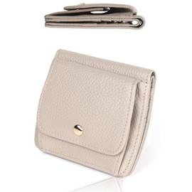 LASIEM Women's Mini Wallet Bifold Wallet, Small, Thin, Bi-Fold, Bi-Fold, Foldable, Thin, Genuine Leather, Large Grey