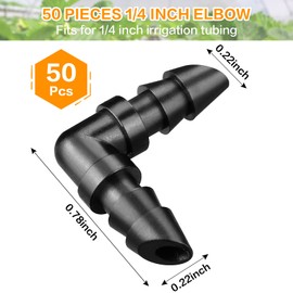 Gardrip Drip Irrigation Elbow Fittings：50 Pieces Barbed Elbow Irrigation Parts with Sharp End Fits for 1/4 Inch Irrigation Tubing Drip Line Elbow Connectors for Garden Lawn Irrigation System