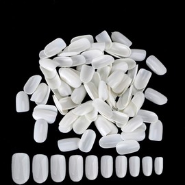 Kingsie Nail Tips, Set of 600, 10 Different Sizes, Oval Short False Nails, Solid Color, Fake Nails, Gel Nails, Nail Supplies, Nail Art DIY Practice Professional Beginners (White)