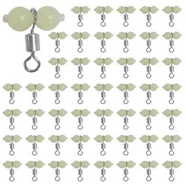 Laroal 50Pcs Luminous 3 Way Cross Line Swivels Gourd Shape Glow in Dark Beads and Rolling Swivels Fishing Line Hook Connector for Fishing Tackle