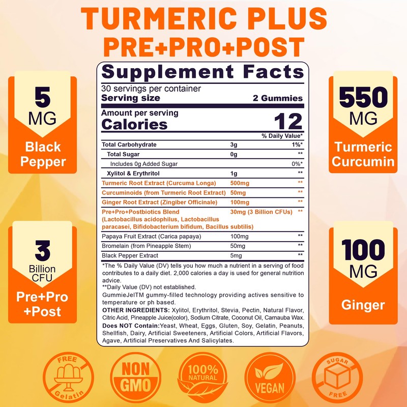NEVISS 2 Pack Iron Gummies with Turmeric, Vitamin C+ Sugar