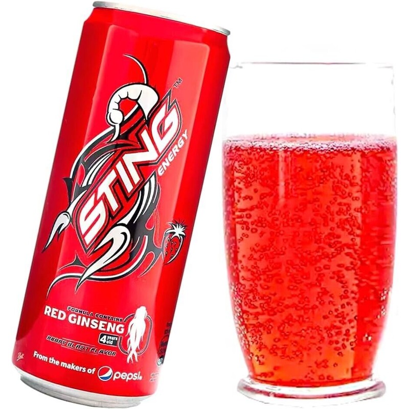 Sting Energy Drink with Red Ginseng +Strawberry 320ml(Pack of 12)~Exp