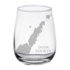 Door County Map Engraved Stemless Wine Glasses (Set of 2)