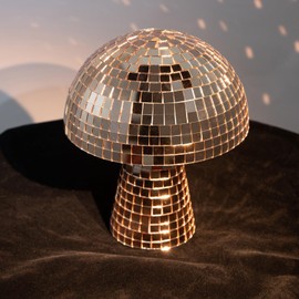 HJANDHJ 7 Inch Rose Gold Mushroom Disco Ball, Mushroom Disco Ball Reflective Mirror Ball for Wedding Party Room Bar Decor