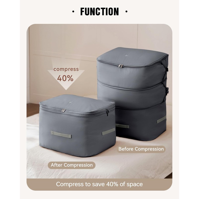 Eachy 3-Pack Comforter Storage Bag Blanket Storage Bags, Compression Storage