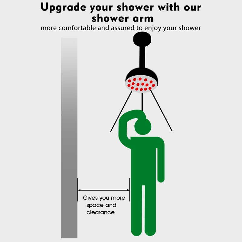 RAINREVIVE 6 Inch Shower Arm with Flange and Stabilizer Bracket,