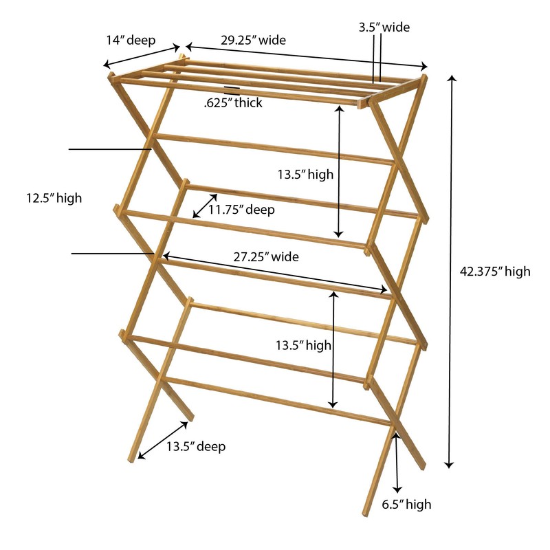 Household Essentials Bamboo Folding Clothes Drying Rack, Upscale Laundry Rack