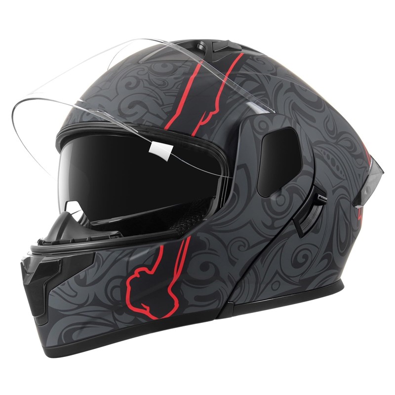 SPARK DOT Approved Modular Flip-Up Dual Visor Motorcycle Full Face