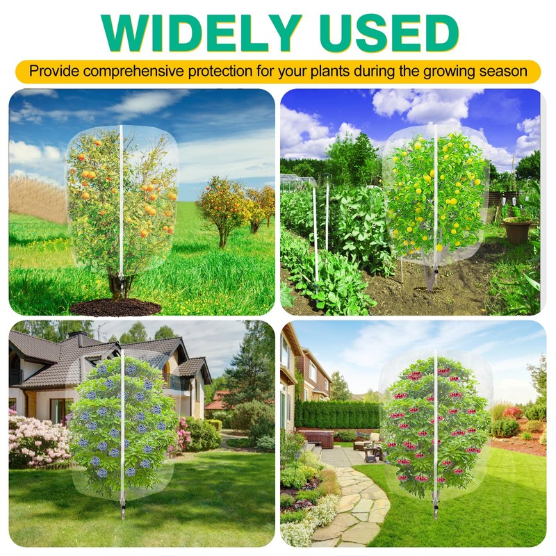 2 Pack Winter Fruit Tree Netting Sets with Zipper Drawstring,