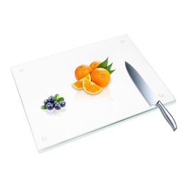 JAMBALAY 20"x16" Tempered Glass Cutting Board for Kitchen, Large Glass Cutting Board with Non-Slip Feet, Glass Chopping Board, Heat Resistant, Scratch Resistant, Dishwasher Safe