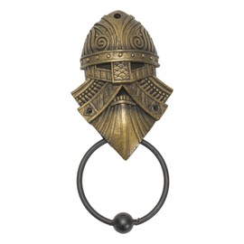 Summit Collection Gifts Medieval Viking Norse Valhalla Warrior with Helmet Door Knocker Antique Bronze Finish Decorative Metal Ring Pull Polyresin Home Decor 9.5"H