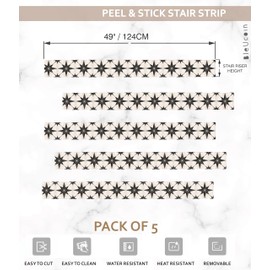 Positano Stair Riser Strip Peel and Stick Vinyl Decal Self-Adhesive Easy to Trim & Clean Repositionable Removable Waterproof DIY Murals for Stair Stickers Home Decor (6.50" x 49" (Pack of 5 Strips))