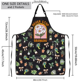MBMSO Plant Themed Apron with Pockets Never Stop Growing Gifts for Plant Lover Garden Planting Apron for Gardener Lady Gifts (Plant Growing Apron-b)
