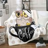 Owl Sherpa Throw Blanket Kids Cute Kawaii Cup Owl Fleece