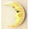 Moon Face Peaceful Yellow Floral Flat Acrylic Pin Brooch Jewelry