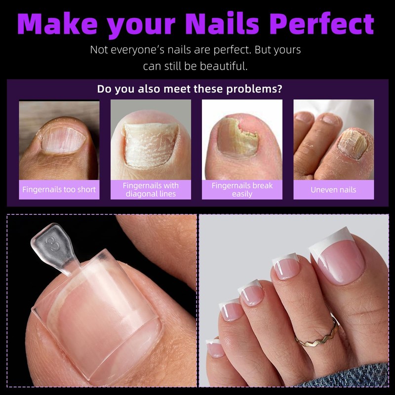 360pc Clear Fake Toenail Tips Feet Gel Toe Nails Tips