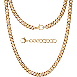 Silvadore 6mm Mens Chain Necklace Gold - Real 18k Plated Stainless Steel CUBAN Link Jewellery - NON-TARNISH & Waterproof - 46cm / 18 inch (Luxury Gift Box)