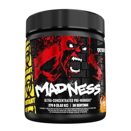 Mutant Madness Pre-Entreno Ultra Concentrado con Cafeína Naranja 285 g | Con 4 g de mezcla de bombeo y rendimiento; no apto para quienes toman inhibidores PDE5 o tienen problemas cardíacos