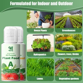 Hydroponics Nutrients (800ml Total), Plant Food A & B for Hydroponic Growing Systems and Indoor Plants, Growing System Accessories for Vegetables Fruits Flowers Thrive
