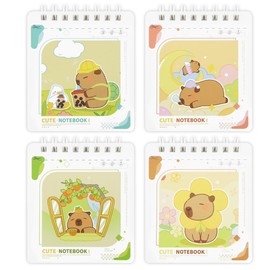 Geluode 4 Packs Capybara Mini Wirebound Notebooks, 3.3" x 3.7" Cute Pocket Notepads Journal Memo Pads for Birthday Party Favors Birthday Gifts Stocking Stuffers School Kids Students Rewards