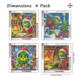 MBNTJHT 4 Pack Christmas Diamond Painting Kits for Adults,Winter Diamond Art Kits for Adults Beginner, DIY Full Round Drill Gem Crystal Art Craft for Home Wall Decor 14X14 Inch.