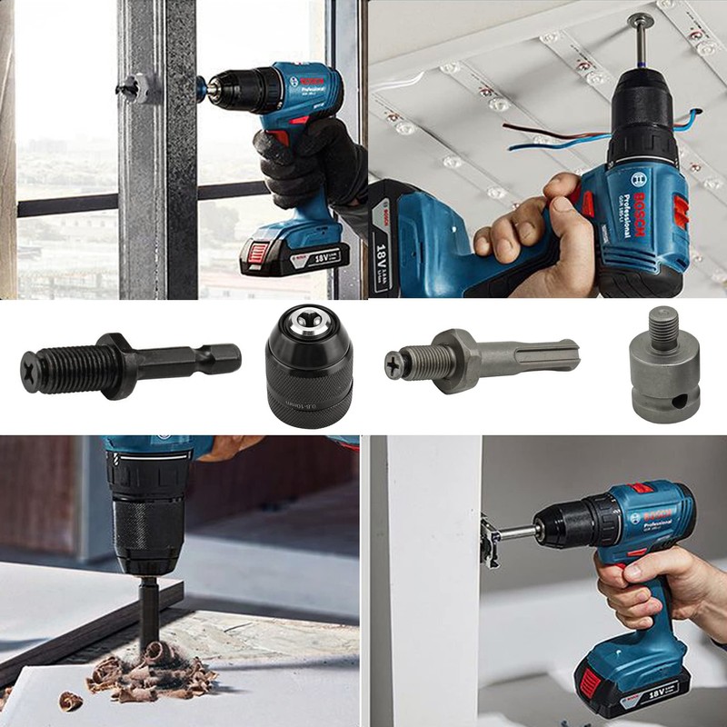 Keyless Drill Chuck 0.8-10mm 3/8-24UNF Quick Change Adapter for SDS