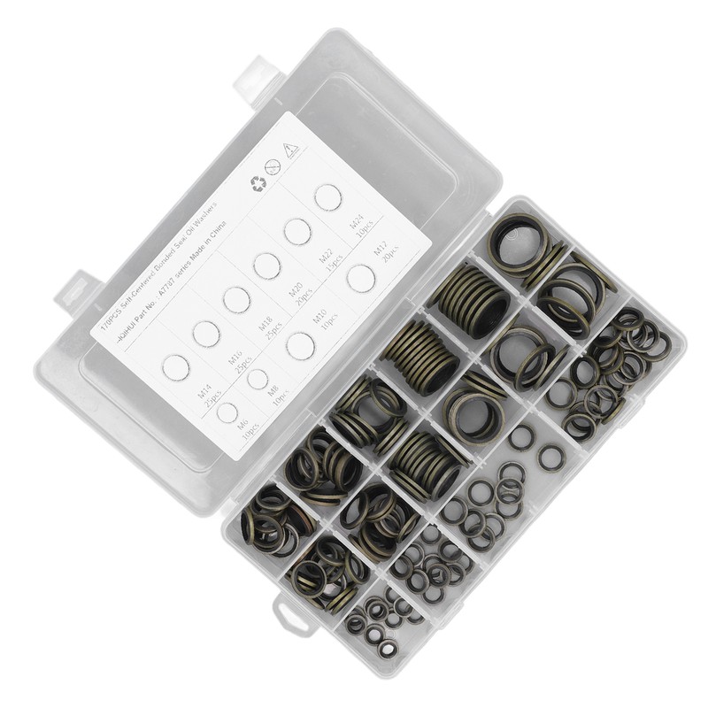 170PCS Set Drain Plug Gasket 10 Sizes Rubber and Metal