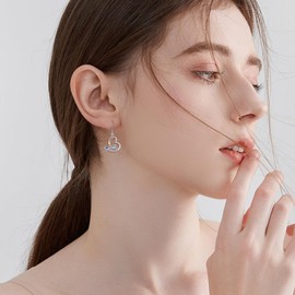 POPLYKE Turtle Back Leaf Earrings for Women 925 Sterling Silver Abalone Plant Earrings Jewellery Gifts, Sterling Silver, Cubic Zirconia