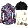 Mens 70s 80s Disco Costume Set Wigs Hairpieces Hippie Accessories