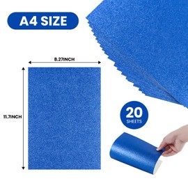 20 Sheets A4 Blue Glitter Cardstock Paper, Thick Glitter Craft Paper 250gsm Sparkle Cardstock for Scrapbook DIY Art Project Greeting Cards Wedding Birthday Party Decoration (Blue)