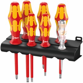 Wera(ヴェラ) 05006147001 | 160 i/7 電気工事用 絶縁ドライバーセット7本組 ラック、 検電ドライバー付き
