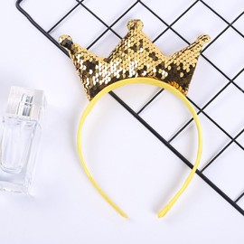 CRZQXOUR 2 Pcs Sequin Crown Headband Princess Glitter Hair Band Cute Hair Styling Clip Accessories Glitter Hair Hoop Decoration Elastic Costume Suitable for girls to take photos