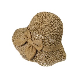 JNGUOSICN Women Straw Hat Floppy Foldable Wide Brim Sun Cap Beach Sun Hats with Bow Decoration Fedora Summer Sun Visor Hat Outdoor UV Protection Hats for Travel Vacation Khaki