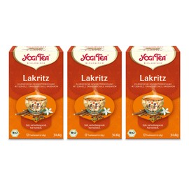Yogi Tea - Liquorice, Ayurvedic Organic Spice Tea Naturally Caffeine-Free, Mix of Licorice, Orange Peel, Cardamom, Yogi Tea Pack of 3, 3 x 17 Bags (51 Tea Bags Total), Ideal as a Gift