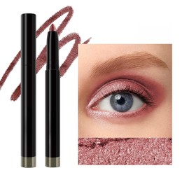 2 In1 Rose Red Eyeshadow Stick Eyeliner Pencil Sharpenable Multi-Use Longwear Eye Shadow Eye Liner Waterproof Long-Lasting Transfer-Proof Cream Matte Palette Dark Shimmer Light Glitter (# 04)